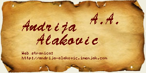 Andrija Alaković vizit kartica